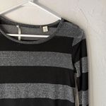 Dakota Collective Shirt Y2k XS Black Gray Striped Long Sleeve Sparkle Top Grunge Photo 1