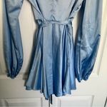 Long Sleeve Light Blue Satin Mini Dress Size M Size M Photo 7