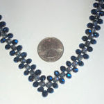 Navy Blue Faceted Beaded Boho V Shape Necklace Photo 1