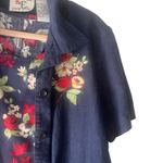 Ease Sport Vintage 90s Women's Size 8 Blue Floral Linen Blend Dress & Cardigan Red Photo 3