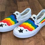 Vans Hand Painted Rainbow and Stars Unisex Shoes Women’s 7/Men’s 5.5 Photo 0