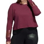 Adidas  Long Sleeve Holiday Graphics Cropped Top in Victory Crimson NEW 3X Photo 0