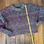 EXPRESS Women’s Mink Pink cropped crew neck Purple and olive Knit Sweater size small Photo 3