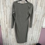 Wrapper Long Sleeve Button Front Ribbed Midi Dress Photo 4