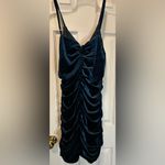 Lulus Jeweled Teal Velvet Ruched Dress Photo 4