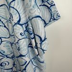 Talbots  Seashell Tee 3X Blue Cotton‎ Blend V-Neck Stretch Coastal Beach Nautical Photo 1