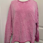 Frank & Eileen Anna Pink Mineral Dye Crew Neck Capelet Triple Fleece Sweater Photo 0