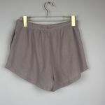 Ekouaer  Beige Ribbed Knit Set Short Sleeve Top Shorts Sleepwear Lounge Size M Photo 4