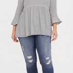 Torrid  Stripe Bell Sleeve Babydoll Tee Photo 0