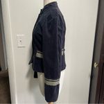 Sundance  Women’s Size 6 Navy Blue Velvet Military Jacket Snap Button Coat Gray Photo 1