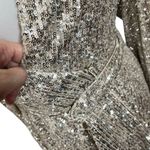 ZARA  Sequin Wrap Mini Dress Women’s Size S Metallic Gold Long Sleeve Party Photo 7