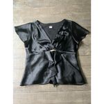 MSK Women's‎ Black Polyester V Neck Rhinestone Short Sleeve Dress Blouse Size L Size L Photo 9