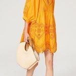 RHODE Orange Yellow 100% Cotton 3/4 Sleeve Embroidered Carla Mini Dress Size M Size M Photo 0