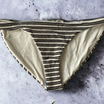 Vitamin A  Stipped Tan/Black/Gold‎ Bikini Bottoms Size 10L Photo 0