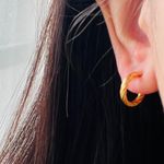 Set of 2 pair twist C hoop earring, Extra Thick Gold Plating Layer Photo 4