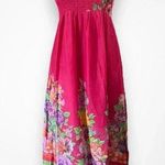 INDIAN EMPORIUM Women's Pink Smocked Floral Striped Maxi Dress Free Size | EUC Photo 0
