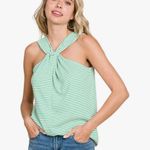 Culture Code Blue‎ Striped Twist Neck Tank Top NWT Small Art Blue Photo 5