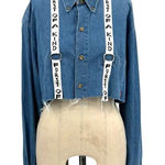Furst of a Kind  Cropped Denim Chambray Top w/ Logo Overall Size Medium‎ Photo 0