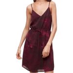 Babaton Burgundy Red Abstract Sleeveless Drawstring Mini Tank Dress size L Photo 1