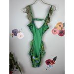 Aerie Green Floral Ruffled One-Piece Swimsuit - Size - Small Long Photo 2