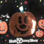 Disney BLACK SEQUINED MICKEY MOUSE PUMPKIN CANVAS TOTE TRICK OR TREAT BAG Photo 3