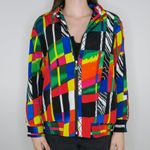 draper's & damon's Vintage 80s Rainbow Geometric Abstract Windbreaker Jacket Photo 1