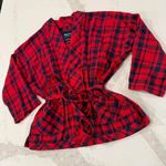 Madewell  1937 Buffalo Plaid Kimono Style Tie Wrap Sweater Womens Small Red/Black Photo 1