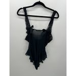 Victoria's Secret  Women Black Lace Bodysuit Size M Tie Sexy Lingerie Ruffles Y2K Photo 1