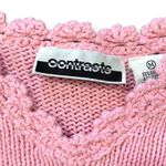 Vintage 90s Embroidered Floral Sweater Pink Scalloped Neck Cottage Flower Knit Size M Photo 9