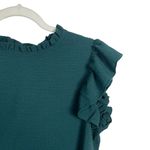 High Ruffle Neck Sleeveless Blouse in Dark Green Size M Size M Photo 5