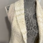 Max Studio Women’s Sz: M Open Knit Faux Fuzzy Edging Open Sweater Vest. Photo 7