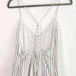 J Brand New Lace Up Backless Jumpsuit Strappy V-Neck Wide Leg White Stripe Photo 6