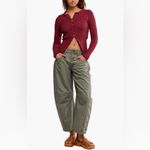 Free People  Good Luck Barrel Leg Pants in Olive Green 29 Photo 8