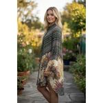 Umgee Boho Tunic‎ Dress Floral Paisley Print Long Sleeve Keyhole Neck Flowy Photo 1