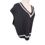 Oak + Fort Black Cable Knit Sweater Vest Women's Size M V Photo 6