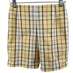 Vintage Bobbie Brooks Koratron Shorts Hot Pants Plaid High Waisted Yellow M 28" Size M Photo 0