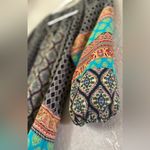 New Direction Women Multicolor Multi Block Print 3/4 Sleeve Peasant Top Size M Black Size M Photo 2