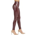 Spanx  Faux Patent Leather Leggings Large Burgundy‎ Ruby Photo 3
