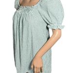 Urban Renewal Urban Outfitters Renewal Puff Sleeve Mini Dress Pinstripe Short Sleeve Small Photo 3