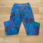 Good American - 90's Painted Carpenter Jeans in Blue Purple & Green Photo 3