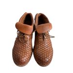 Patricia Nash Sabrina Perforated Ankle Booties Womens Size 7 Tan Foldover Cuffed Photo 3