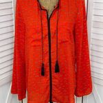 Libby Edelman Bumble Bee Blouse Red Black Medium Long Bell Sleeve Photo 0