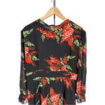 Black Red Floral Tie Bow Neck Maxi Long Dress Sheer Long Sleeve size 14 NWT Photo 6