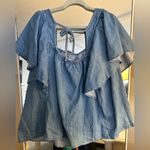 Old Navy NEW~  Flutter-Sleeve Smocked Denim Swing Blouse 3X Photo 2
