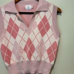 Argyle pink collared sweater vest Size XS Photo 3