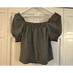 H&M  divided black gingham smocked puff sleeve top xs Photo 7