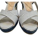Stuart Weitzman Mirela Nautical Navy Blue White Espadrilles Sandals size 8.5 Photo 9