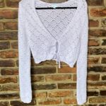 Francesca's Blue Rain Lilac Belle Keyhole Crochet Crop Cardigan Sweater Medium Photo 1