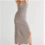 Free People gray textured open back bodycon midi dress sz s Photo 3