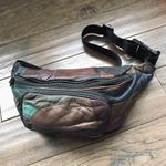 Vintage Leather Patchwork Fanny Pack Belt Bag, Retro, 1980’s Blue Photo 1